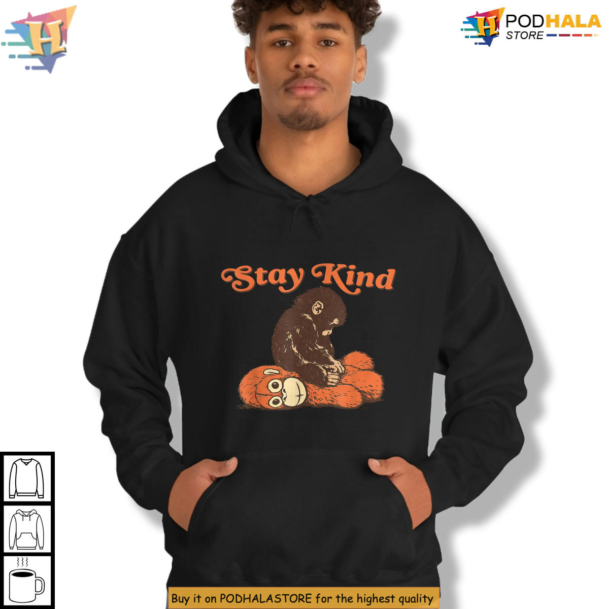 Cute Kindness Animal Graphic Stay Kind Monkey Shirt For Kids And Adults
