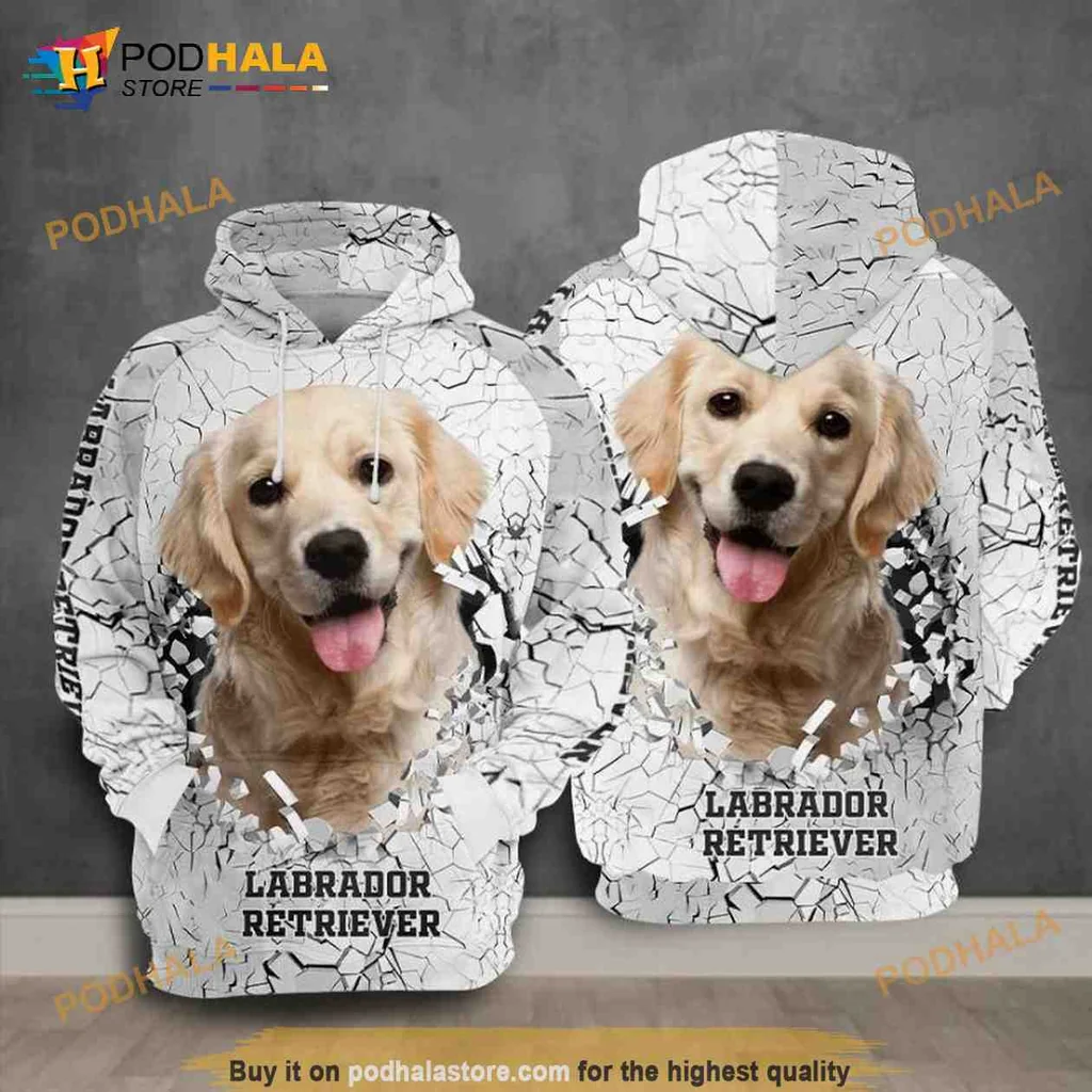 Cute Labrador Retriever 3d Hoodie Featuring Realistic Dog Face Design