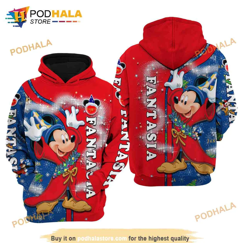Cute Mickey Mouse Santa Claus 3d Hoodie Featuring Festive Holiday Design