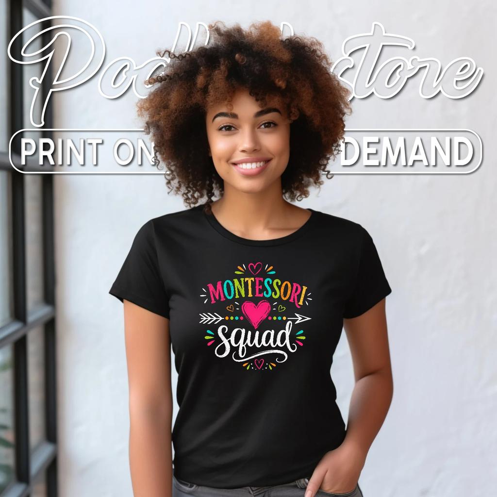 Cute Montessori Squad T-Shirt Back To School Educator Day Vintage Top