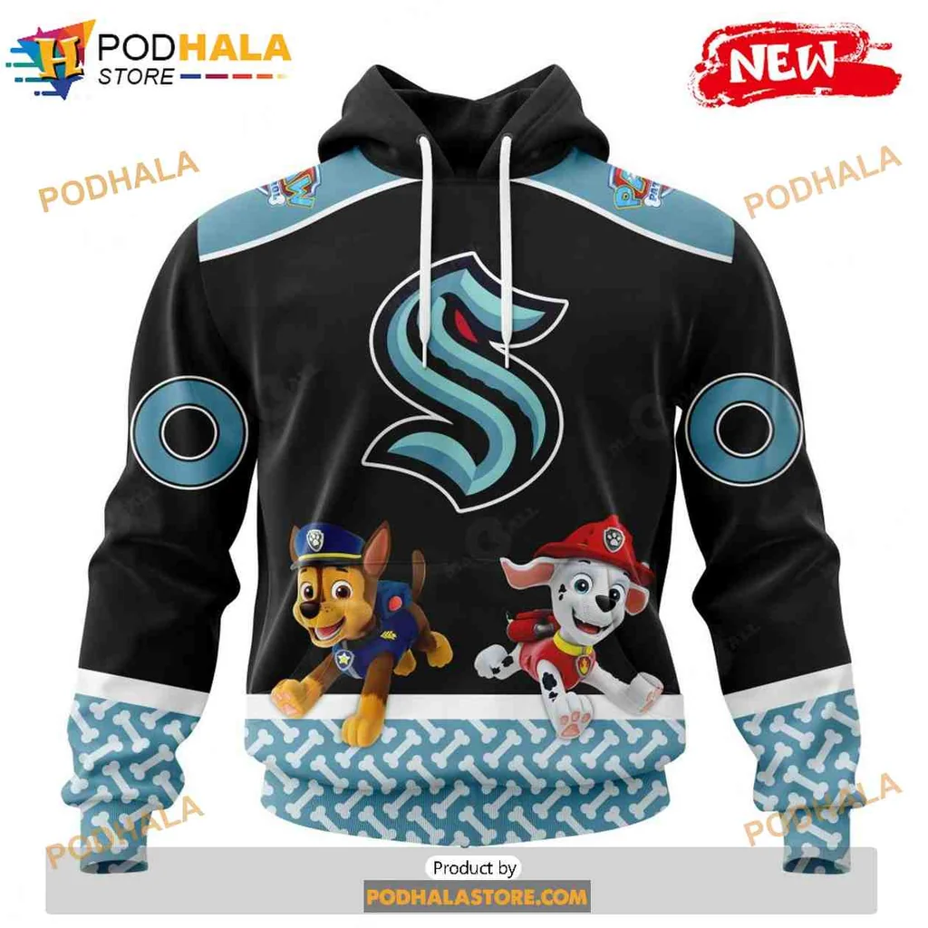 Cute Paw Patrol Seattle Kraken 3d Hoodie Featuring Fun Dog Characters