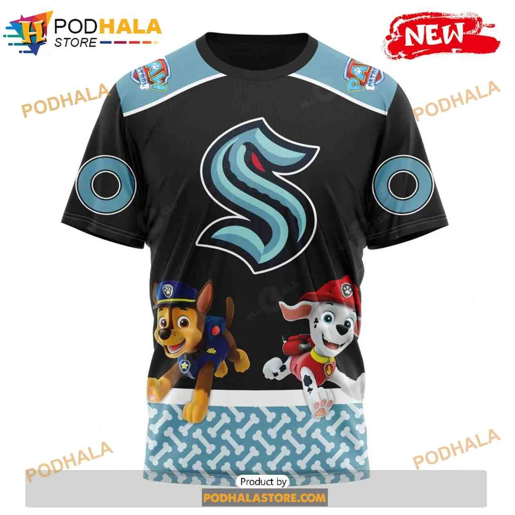 Cute Paw Patrol Seattle Kraken AOP Hoodie Featuring Fun Dog Characters Cute Paw Patrol Seattle Kraken AOP Hoodie Featuring Fun Dog Characters