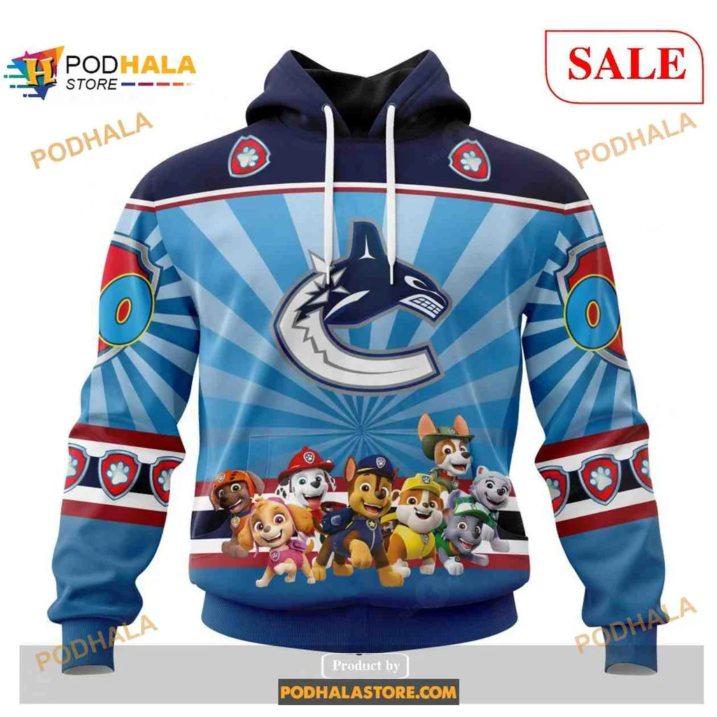 Cute Paw Patrol Vancouver Canucks 3d Hoodie Featuring Bright Characters