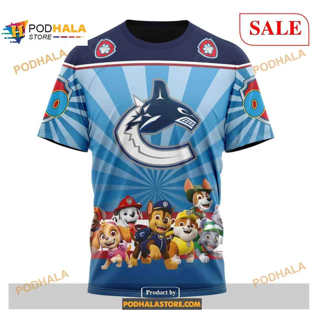 Cute Paw Patrol Vancouver Canucks AOP Hoodie Featuring Bright Characters Cute Paw Patrol Vancouver Canucks AOP Hoodie Featuring Bright Characters