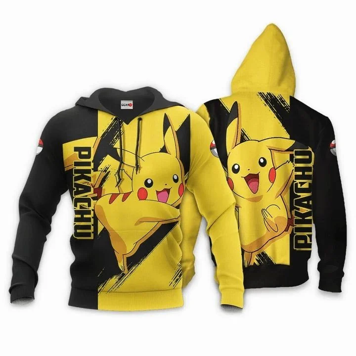 Cute Pikachu 3d Hoodie With Cheerful Design And Bold Text
