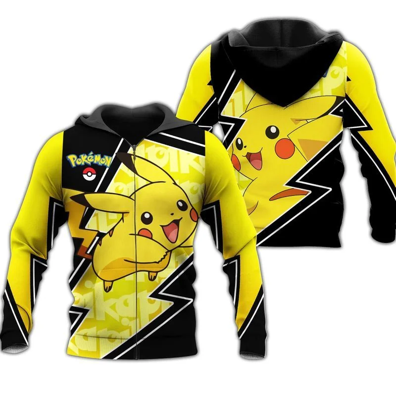 Cute Pikachu 3d Hoodie With Vibrant Lightning Bolt Design