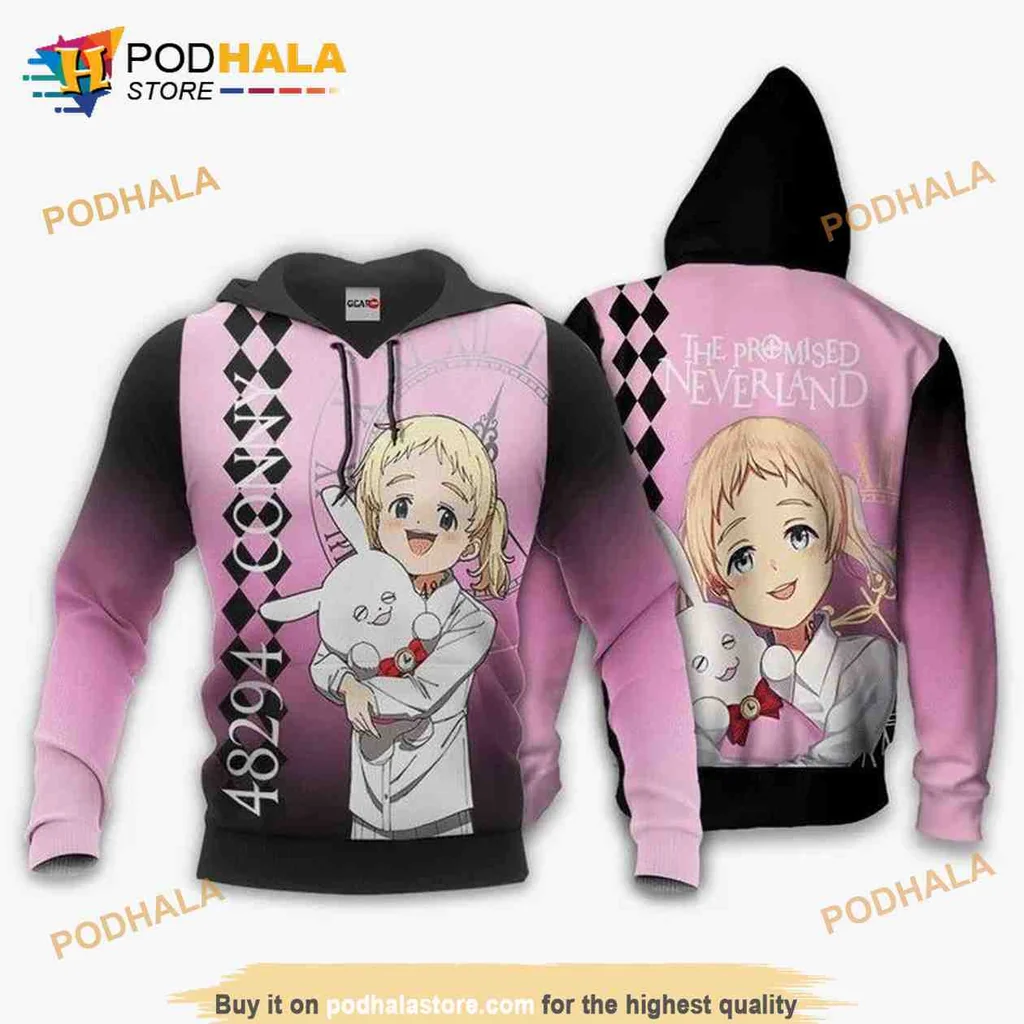 Cute Promised Neverland Anime 3d Hoodie Featuring Cheerful Character Design
