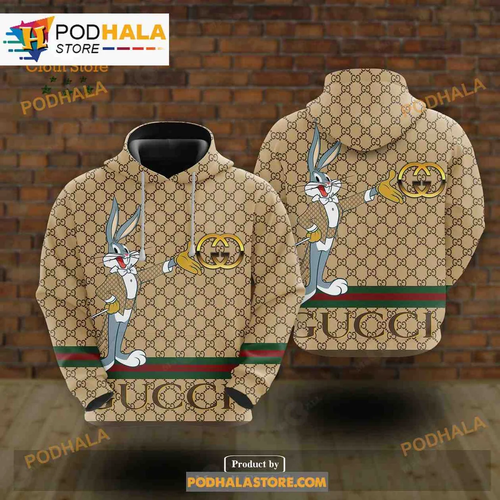 Cute Rabbit Gucci 3d Hoodie Featuring Playful Cartoon Design
