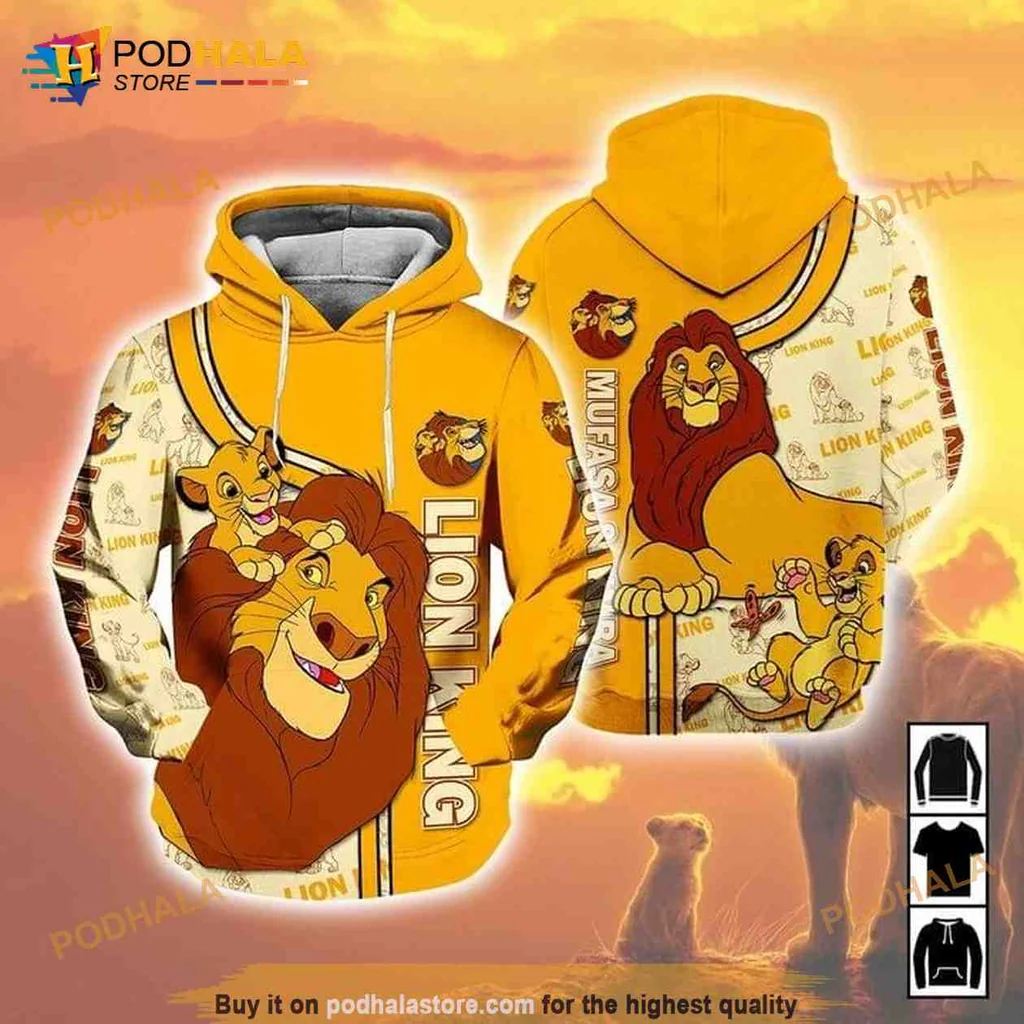 Cute Simba Mufasa 3d Hoodie Featuring Vibrant Lion King Design