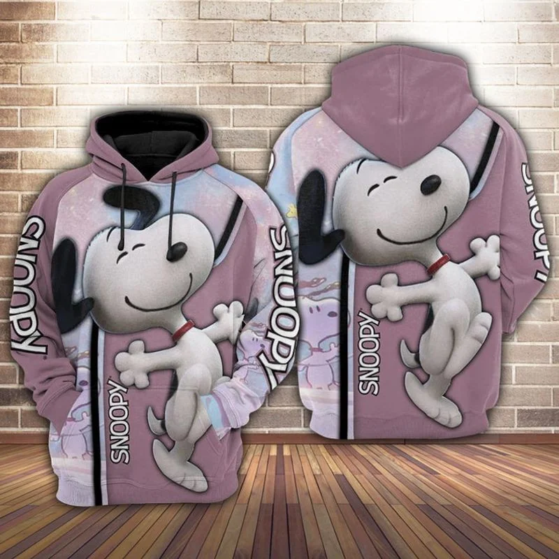 Cute Snoopy Beagle 3d Hoodie With Cheerful Illustration And Red Collar