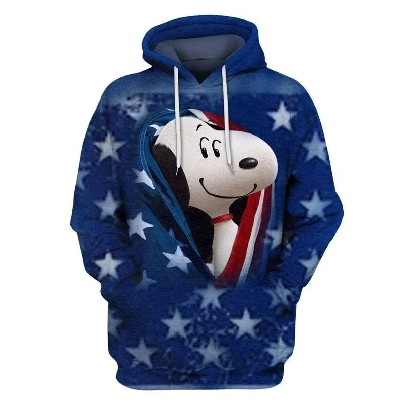 Cute Snoopy Patriotic 3d Hoodie Featuring Cheerful Beagle Design