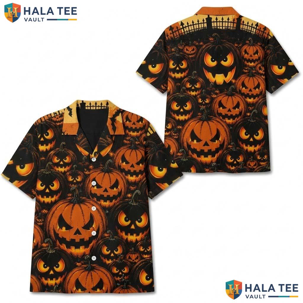 Cute Spooky Pumpkin Halloween Hawaiian Shirt Jack O Lantern Aloha