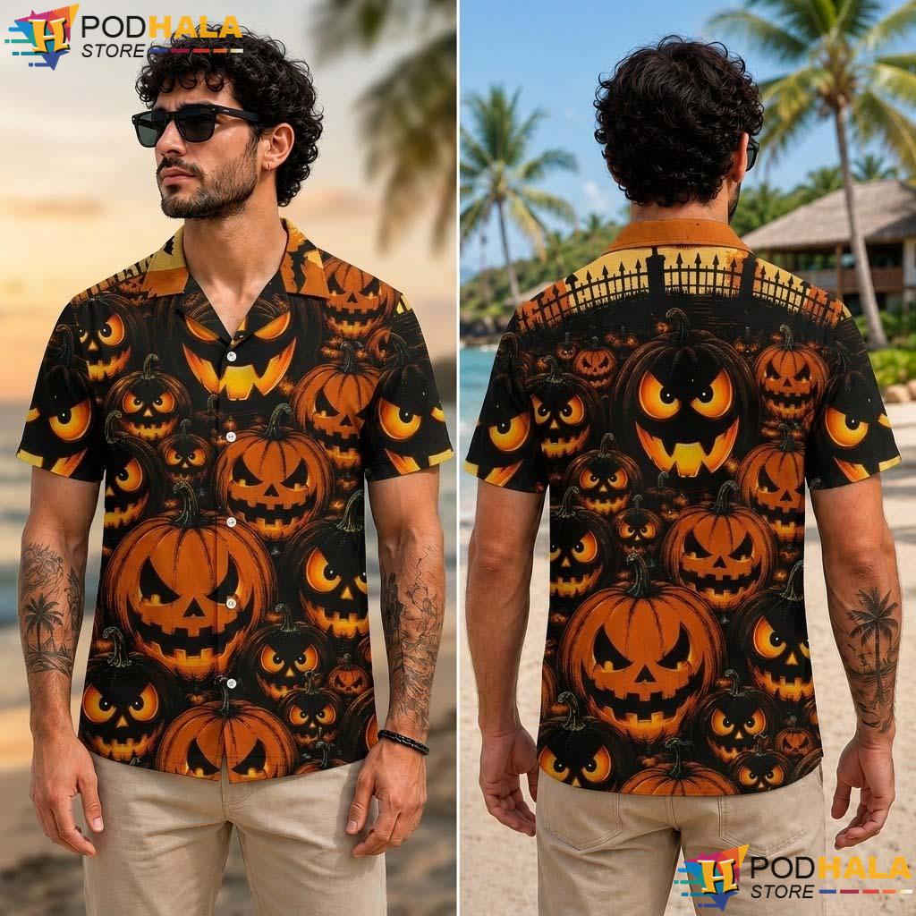 Cute Spooky Pumpkin Halloween Aloha Shirt Jack O Lantern Party Apparel Cute Spooky Pumpkin Halloween Aloha Shirt Jack O Lantern Party Apparel