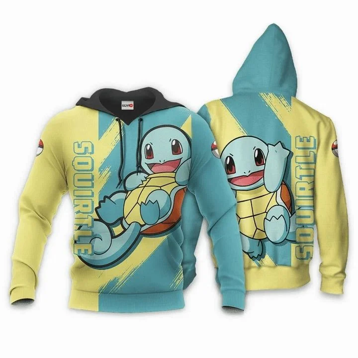 Cute Squirtle Pokemon 3d Hoodie Featuring Playful Character Design