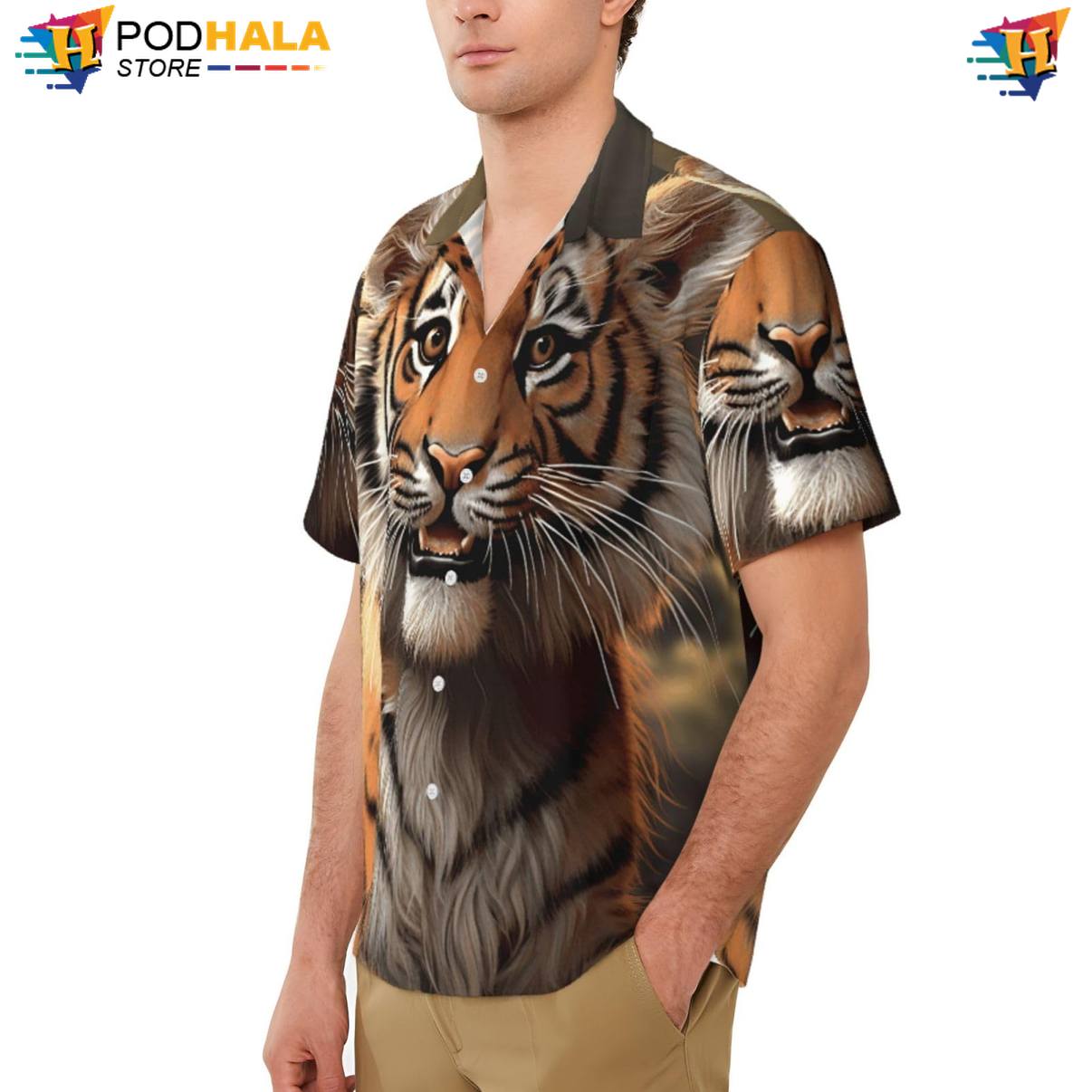 Cute Tiger Aloha Shirt Mens Graphic Weekend Resort Luau Party Apparel Top Cute Tiger Aloha Shirt Mens Graphic Weekend Resort Luau Party Apparel Top