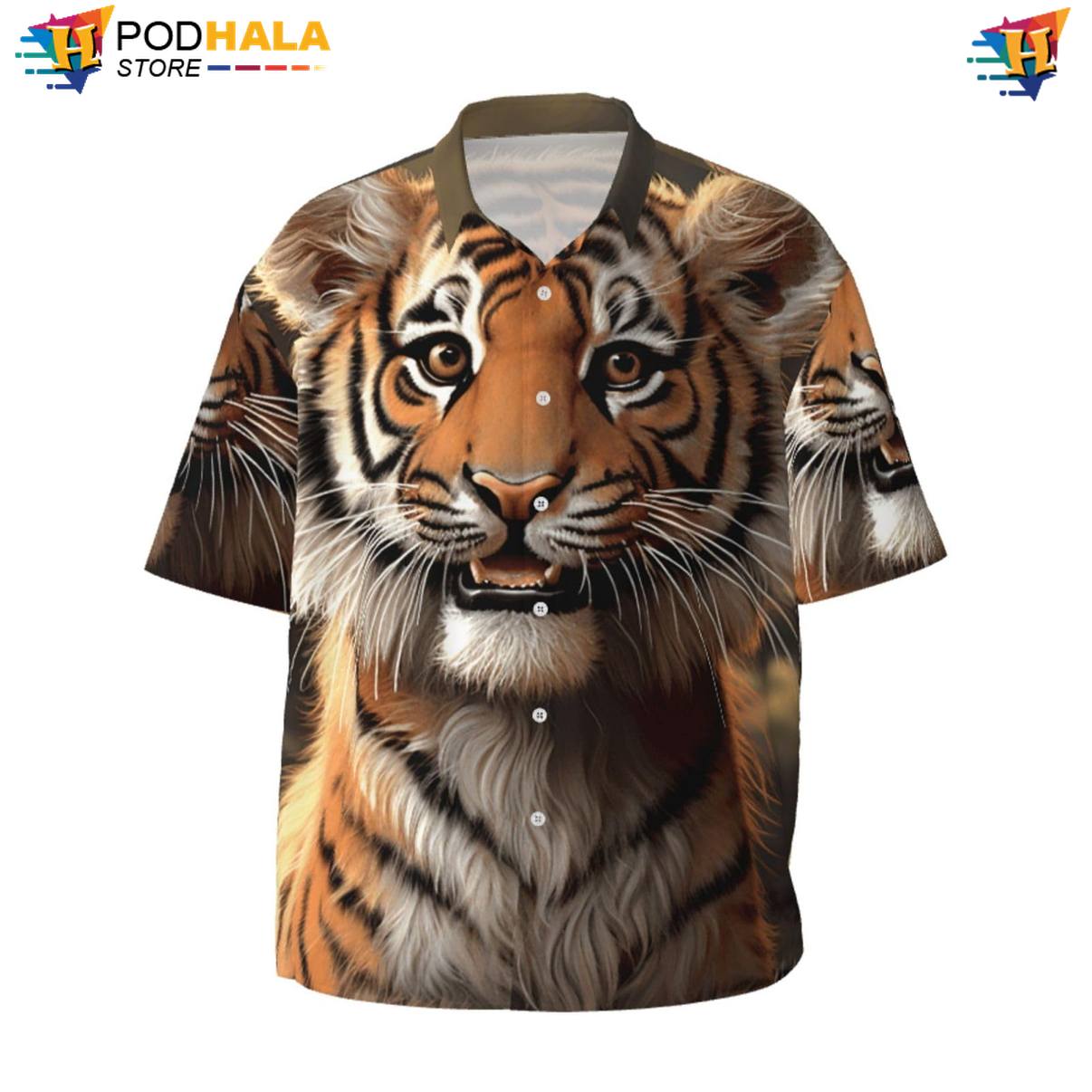 Cute Tiger Short-sleeve button-up shirt Mens Graphic Weekend Resort Luau Party Apparel Top Cute Tiger Short-sleeve button-up shirt Mens Graphic Weekend Resort Luau Party Apparel Top