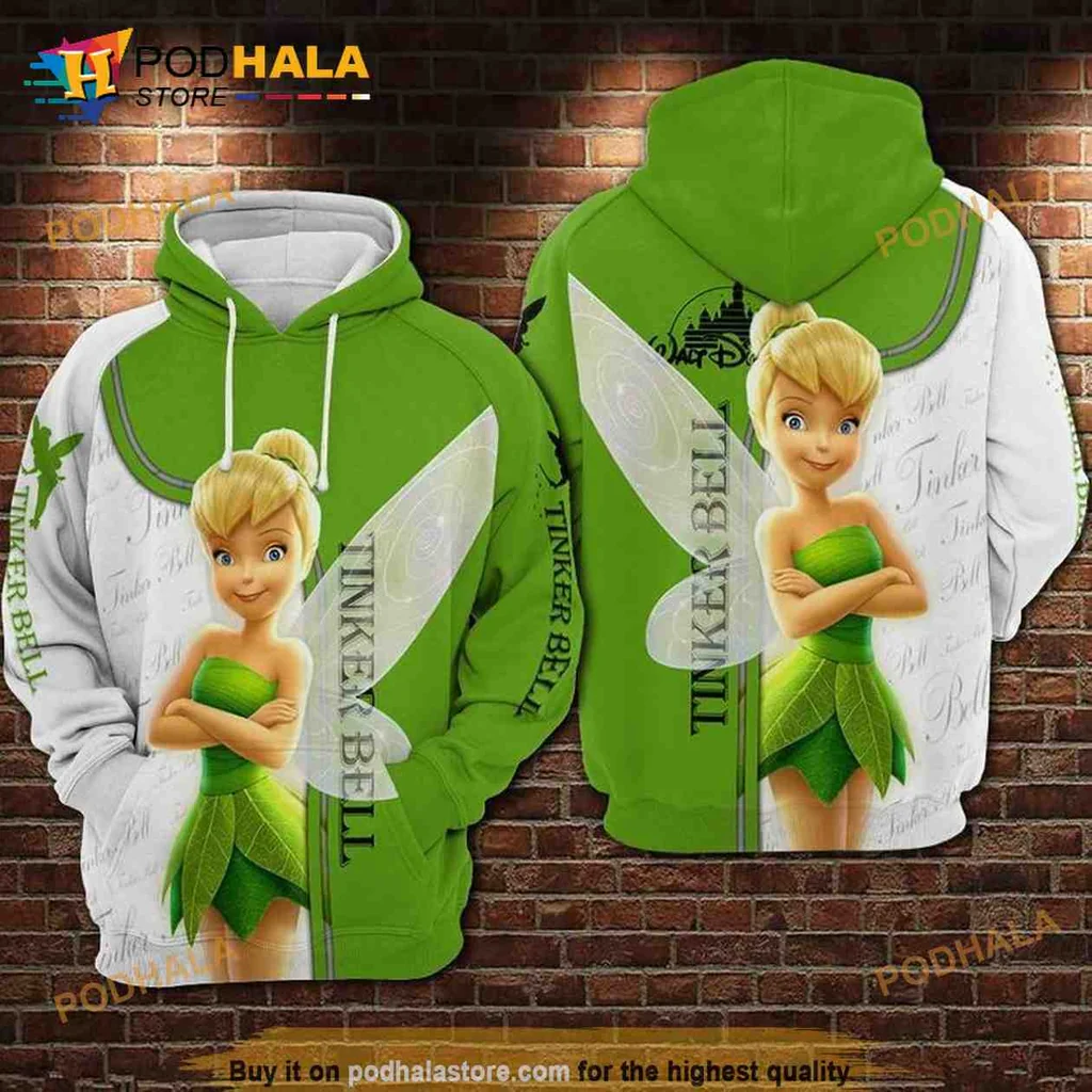 Cute Tinker Bell 3d Hoodie, Charming Fairy Design With Floral Elements