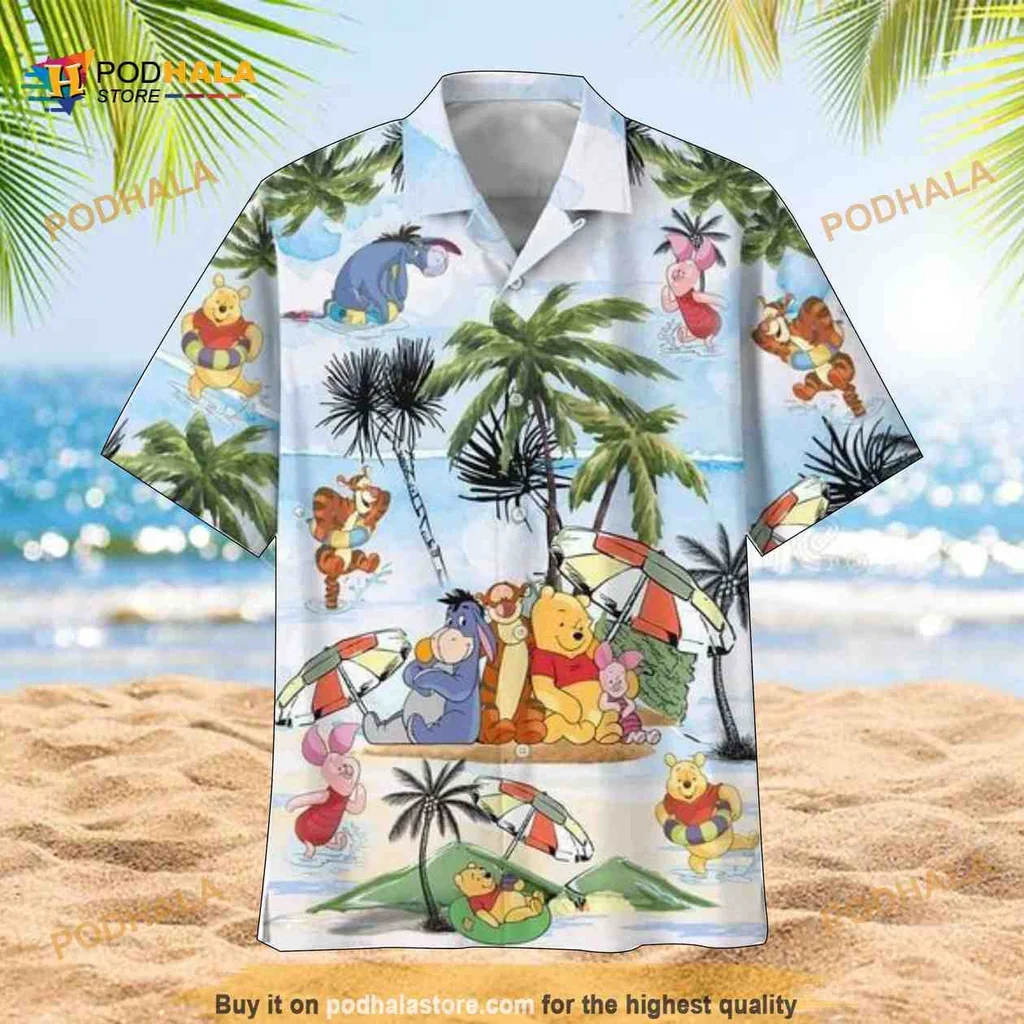 Cute Winnie The Pooh Hawaiian Shirt Featuring Pooh Piglet And Eeyore