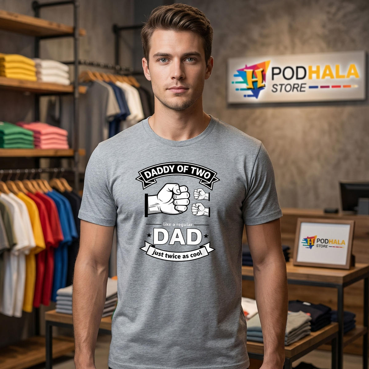 Daddy Of Two Fathers Day Shirt 2026 Funny Father Birthday Apparel Gifts For Men