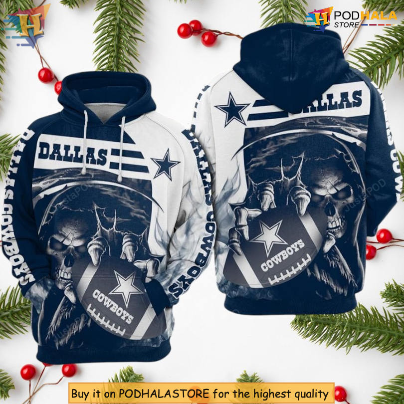 Dallas Cowboys Football Hoodie White 3D All Over Print Zip Up Edition