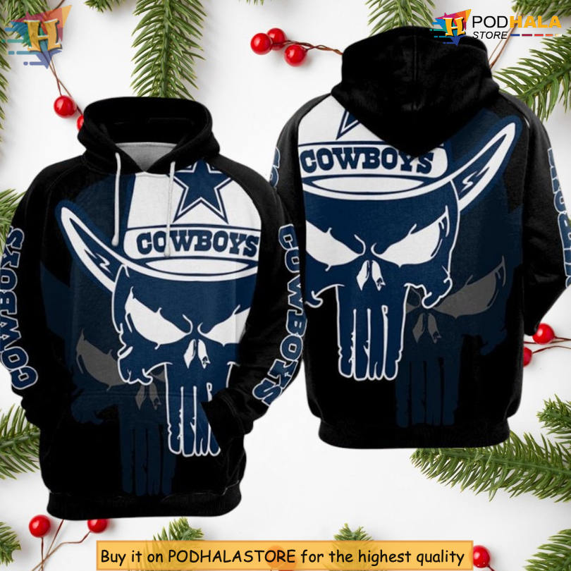 Dallas Cowboys Hoodie 3D Skull NFL Unisex All Over Print Zip Up