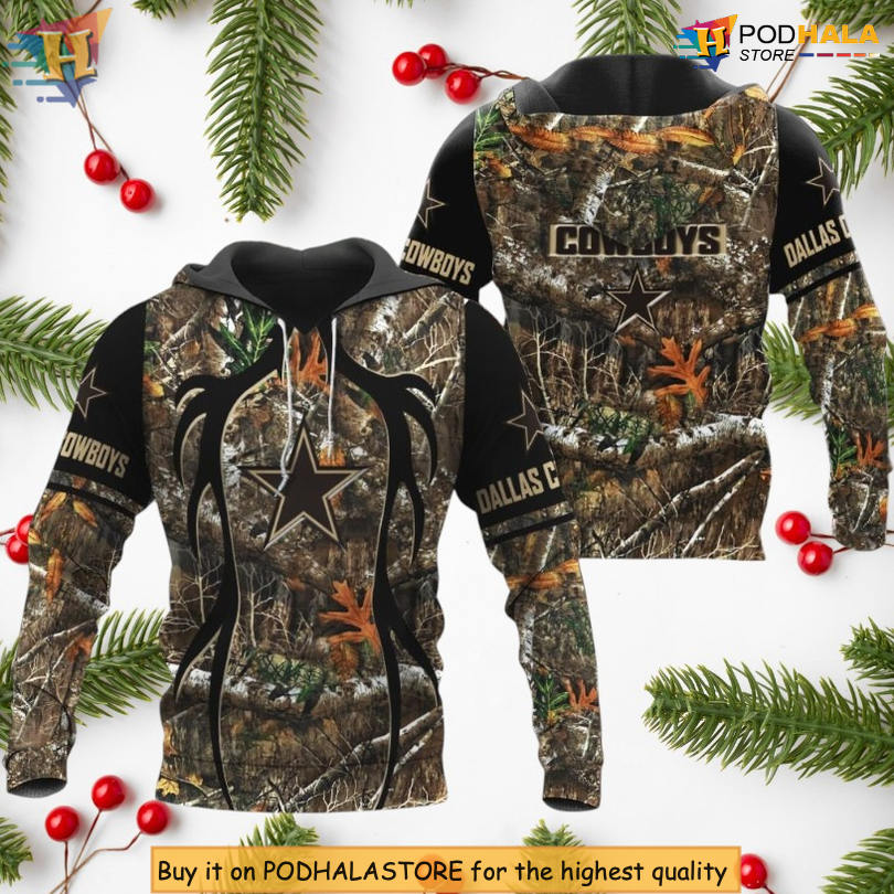 Dallas Cowboys Hoodie Men Realtree Camo 3D All Over Print Zip Up