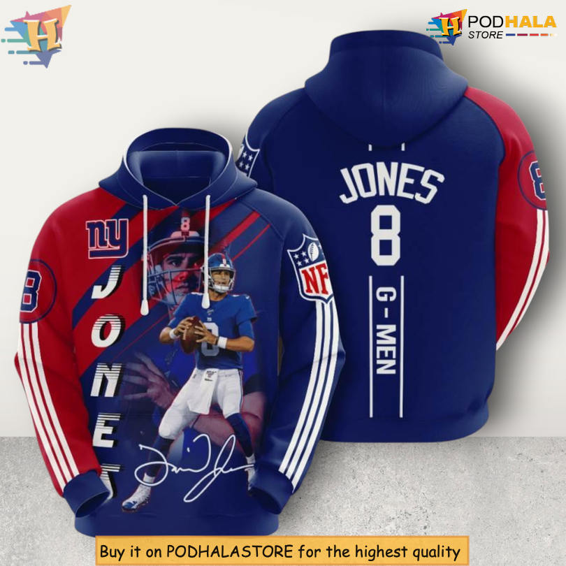 Daniel Jones Edition Mens New York Giants Hoodie 3D All Over Print Zip Up Style