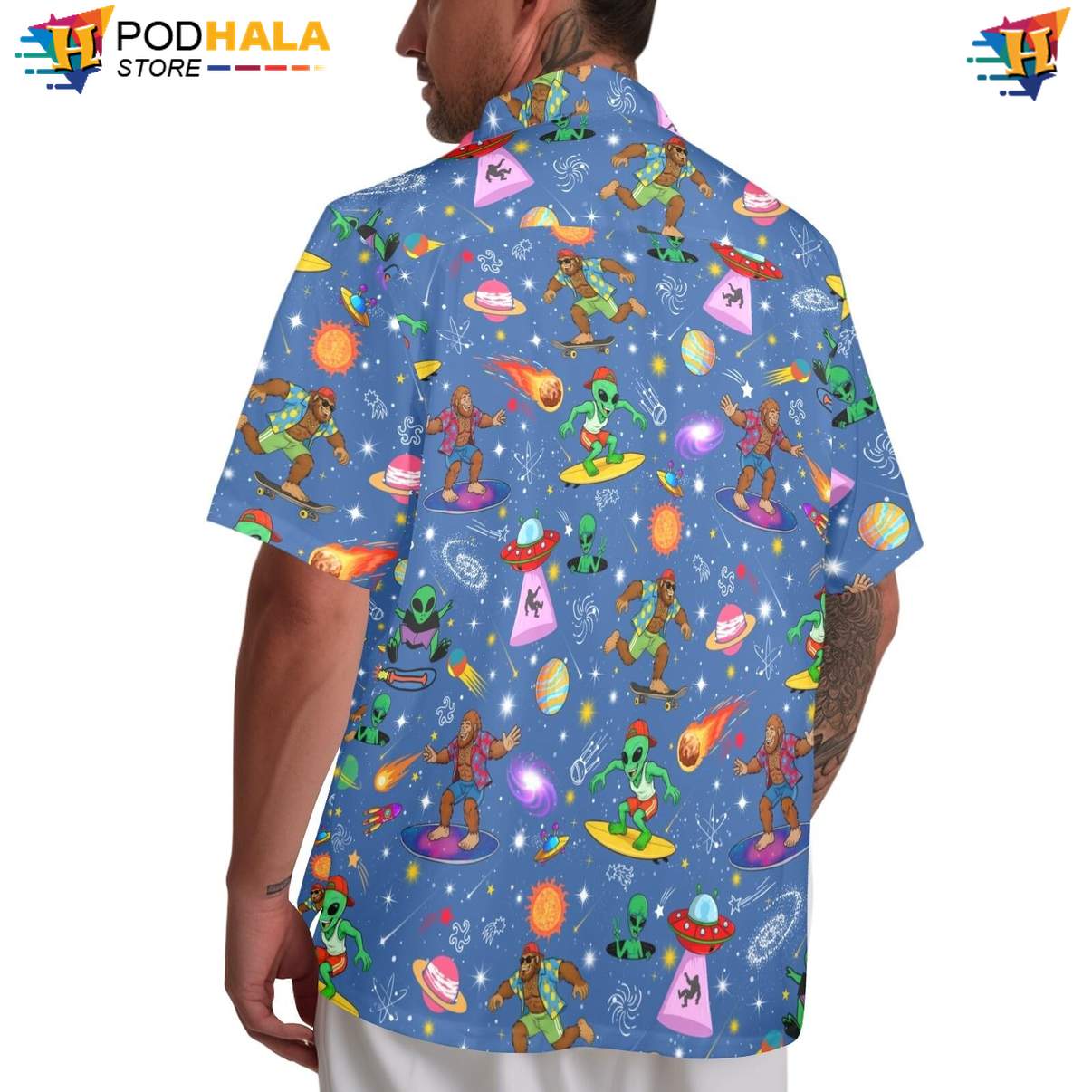 Dark Blue Alien Tropical Shirt Mens Funny Party Summer Beach Resort Top Dark Blue Alien Tropical Shirt Mens Funny Party Summer Beach Resort Top