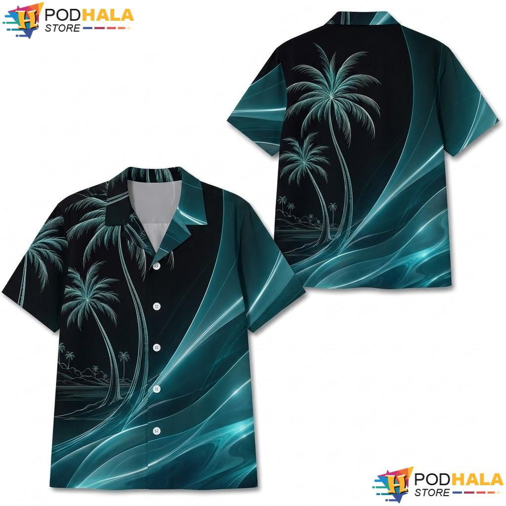 Dark Green Palm Tree Hawaiian Shirt Serene Tropical Vibe Casual Top