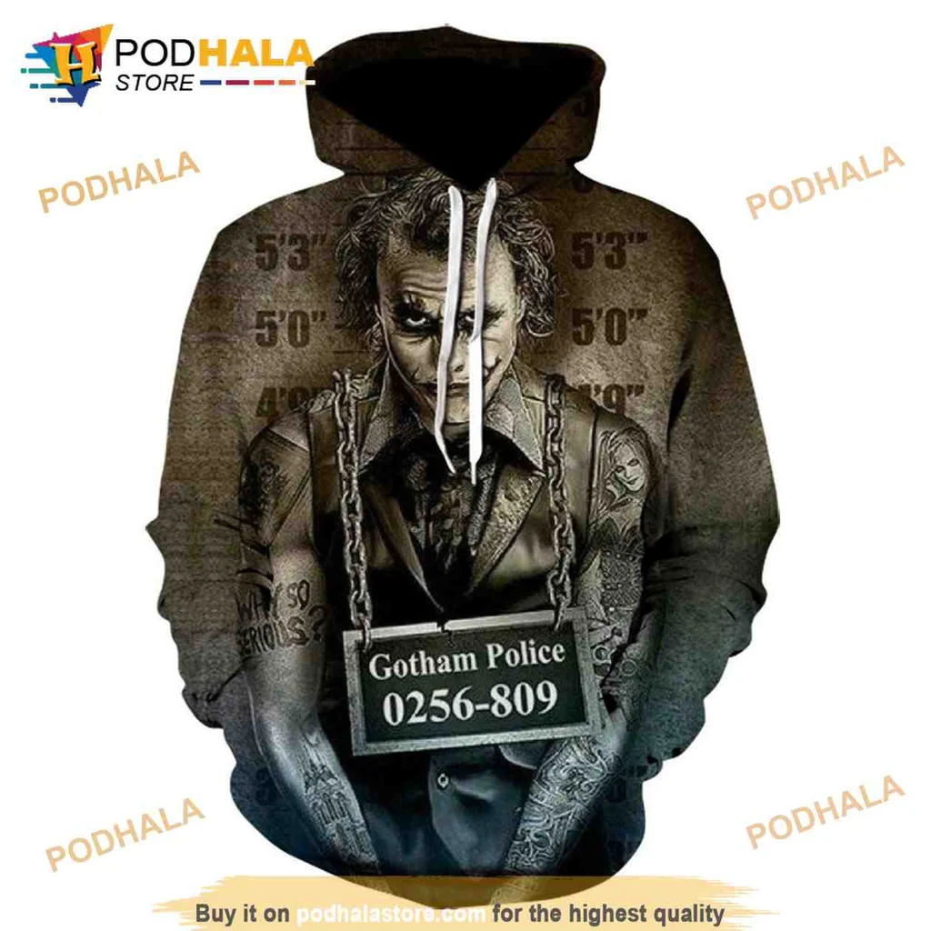 Dark Joker Horror 3d Hoodie With Sinister Gotham Police Design