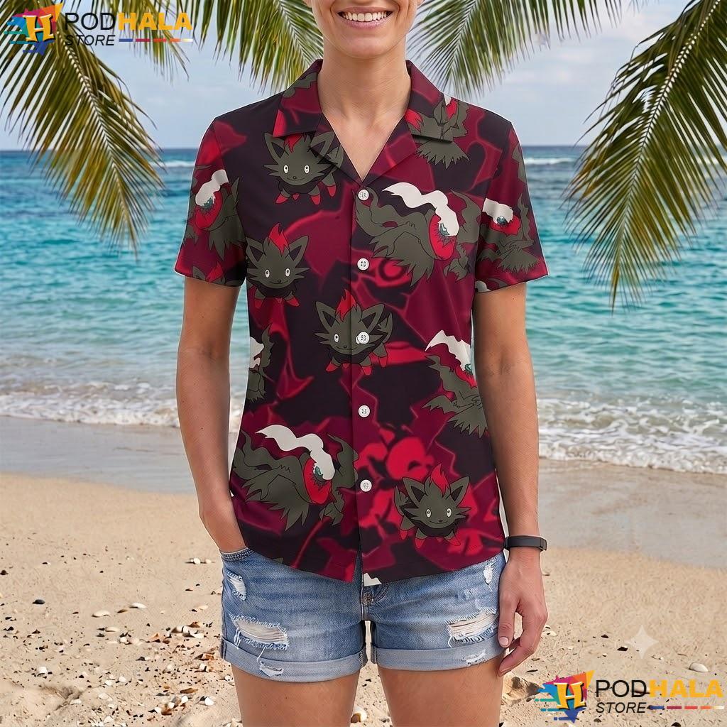 Dark Red Zorua Tropical Shirt Kawaii Summer Funny Trendy Anime Top Dark Red Zorua Tropical Shirt Kawaii Summer Funny Trendy Anime Top