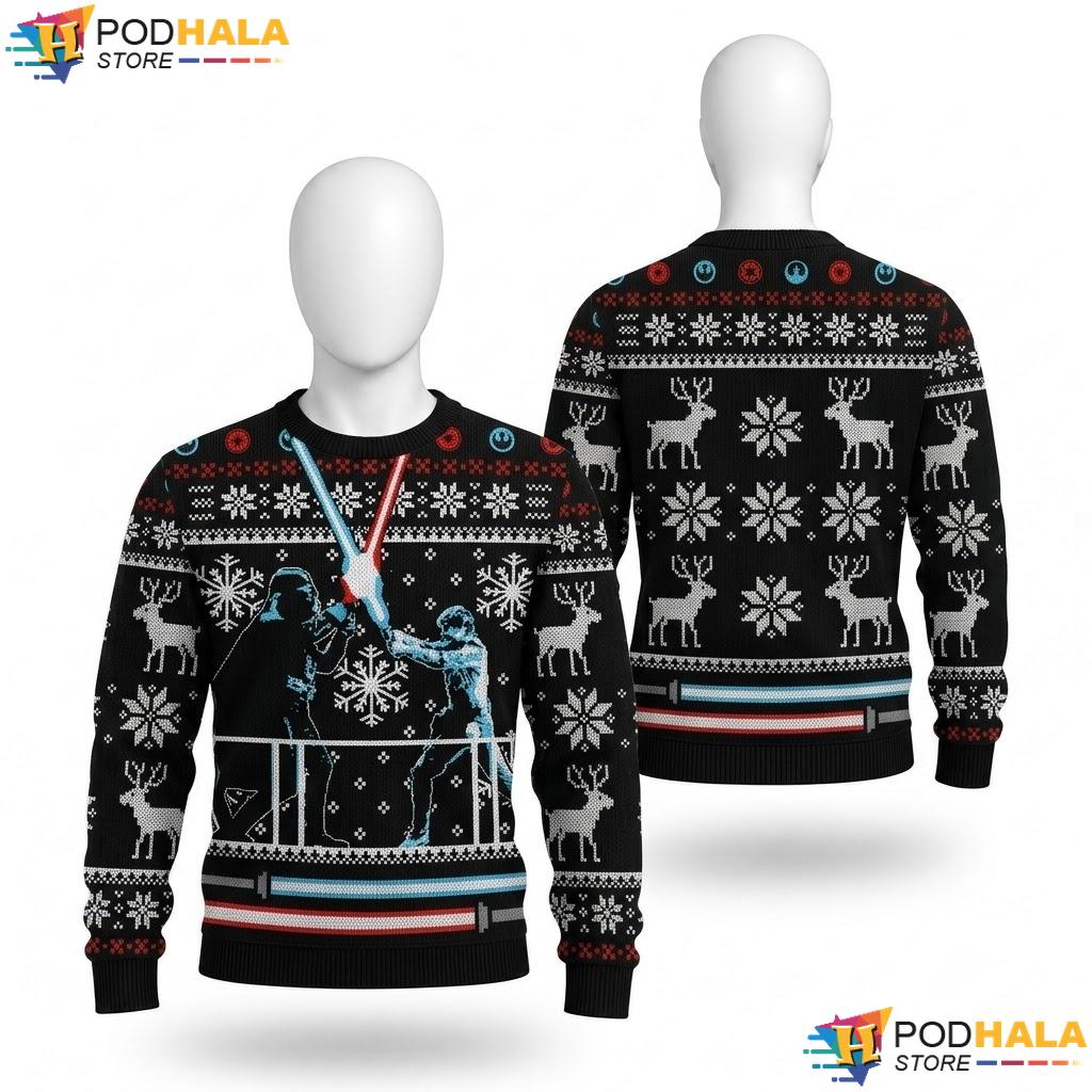 Darth Vader Luke Skywalker Ugly Christmas Sweater Star Wars Festive Xmas