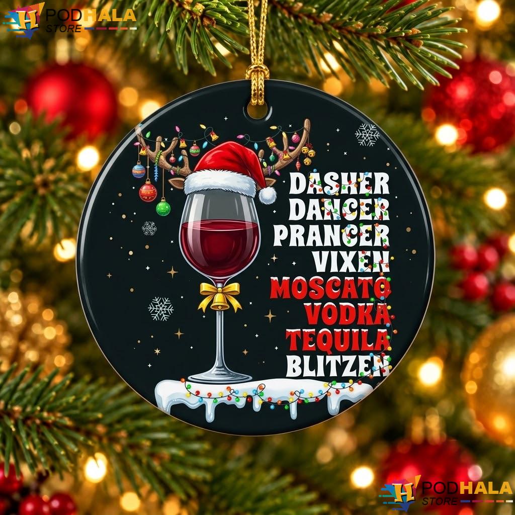 Dasher Dancer Prancer Vixen Christmas Ornament Moscato Vodka Tequila Gift