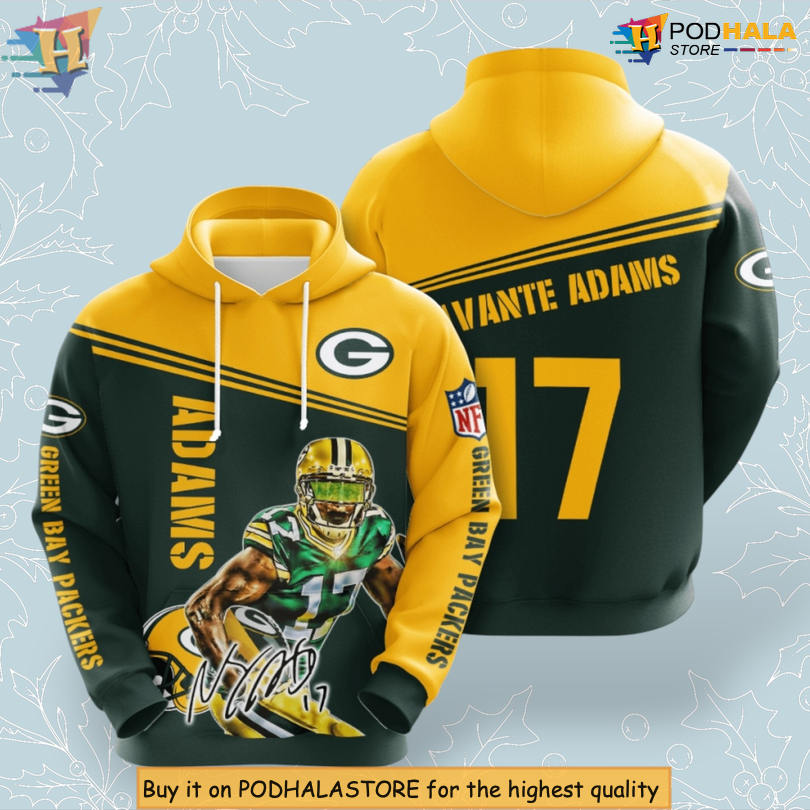 Davante Adams Player Green Bay Packers Vintage Hoodie 3D Fan Gift Apparel