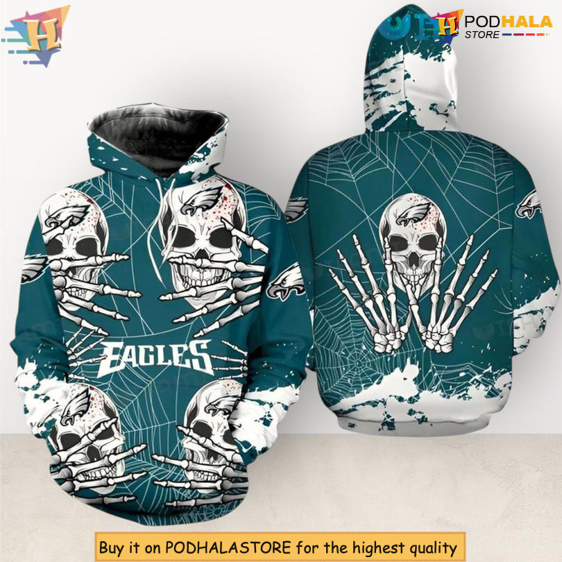 Dead Skull Spiderweb Philadelphia Eagles Christmas Hoodie Custom 3D