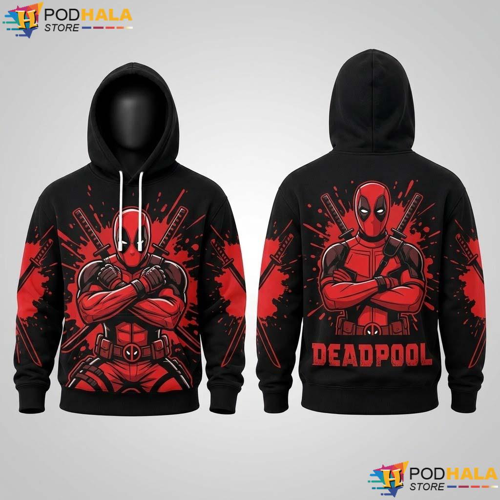 Deadpool Wolverine Adult 3D Hoodie Superhero Movie All Over Print Top