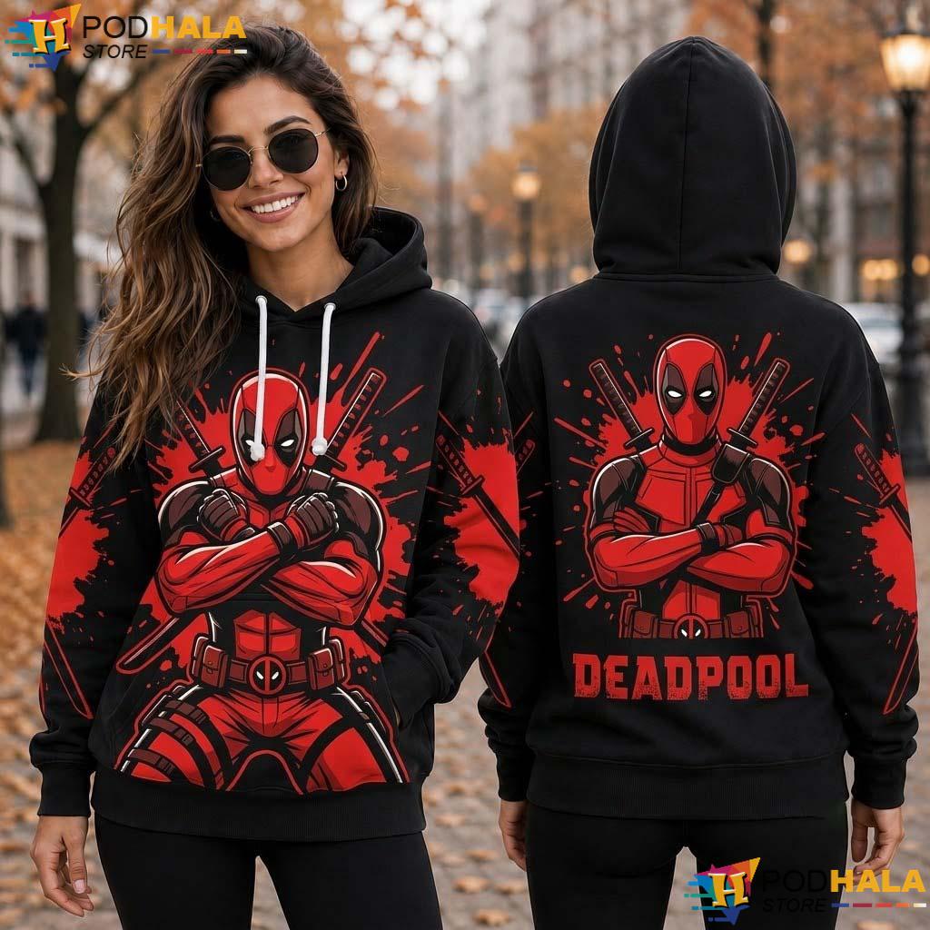 Deadpool Wolverine Adult All Over Print Hoodie Superhero Movie All Over Print Top Deadpool Wolverine Adult All Over Print Hoodie Superhero Movie All Over Print Top
