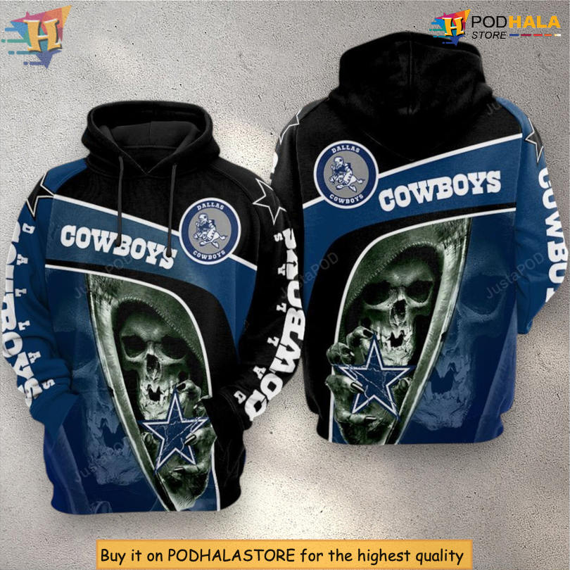 Death Skull Design Personalized Dallas Cowboys Hoodie 3D NFL Apparel