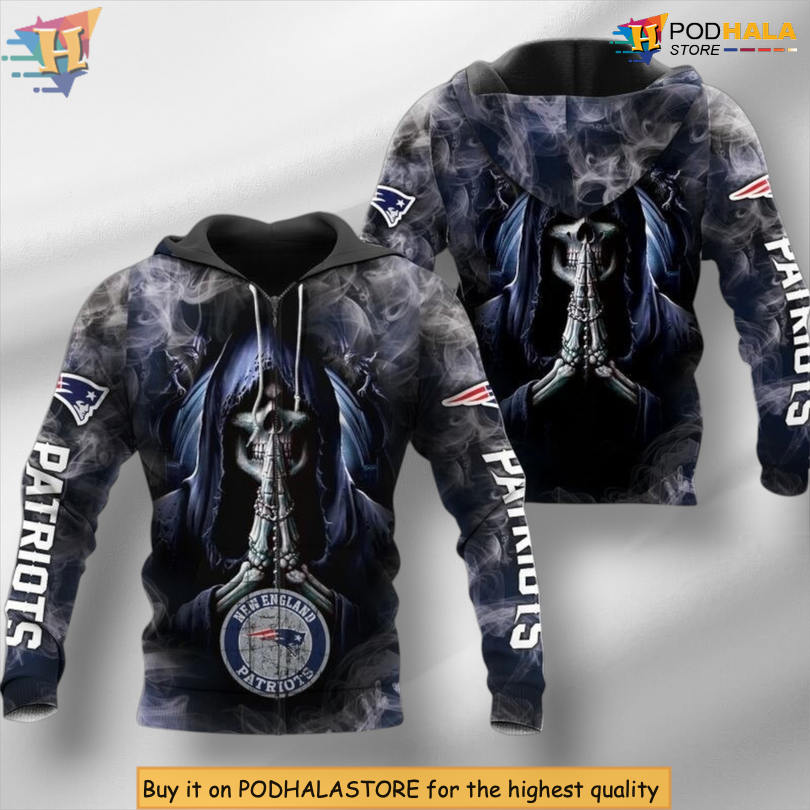 Death Smoke Artwork New England Patriots Zip Up Hoodie 3D Graphic Edition Death Smoke Artwork New England Patriots Zip Up Hoodie 3D Graphic Edition