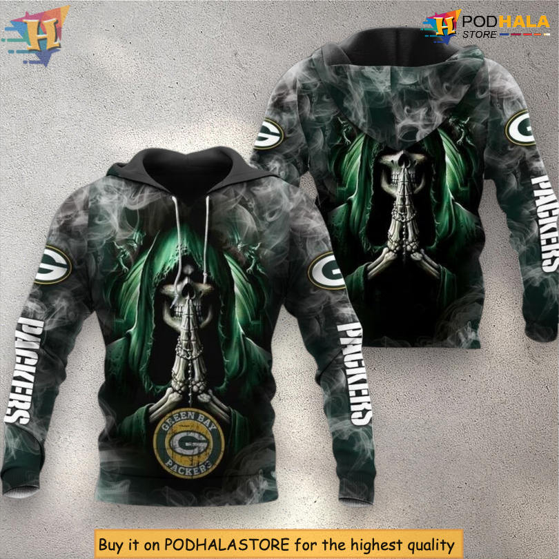 Death Smoke Graphic Style Green Bay Packers Hoodies For Women Zip Hoodie 3D