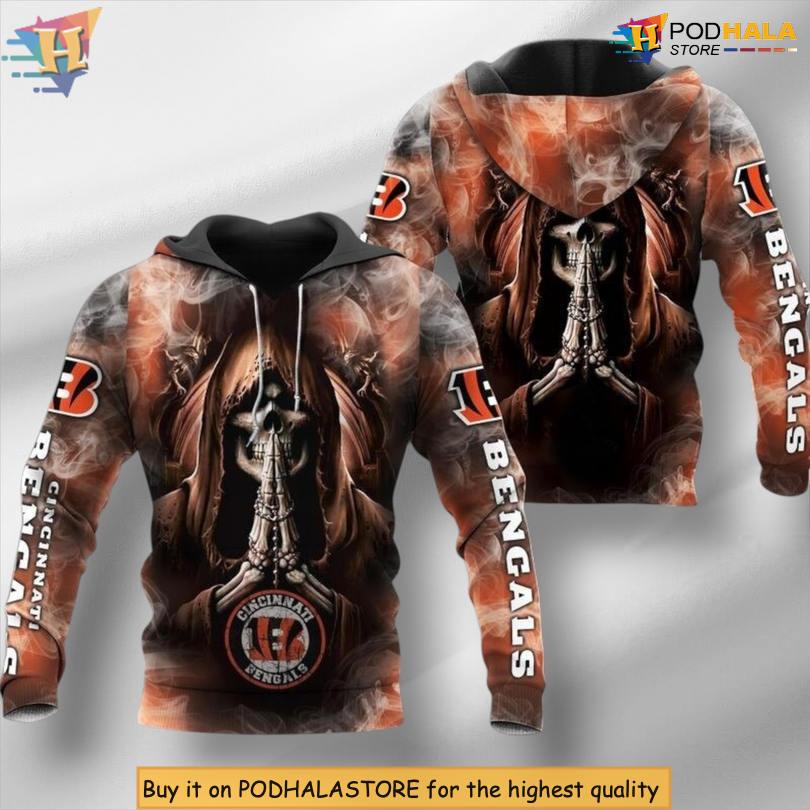 Death Smoke Pattern Cincinnati Bengals Kids Hoodie 3D Zip Up Design
