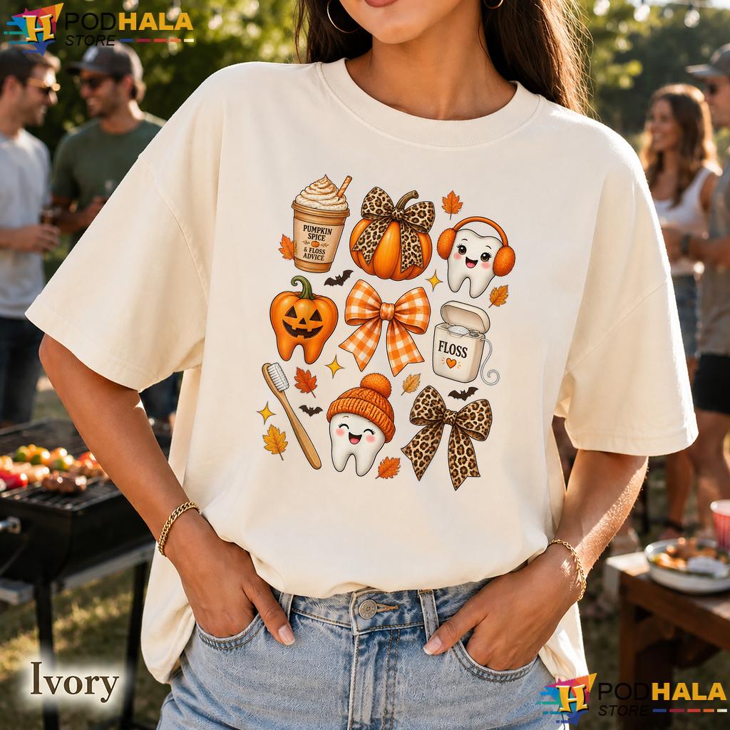 Dentist Tooth Pumpkin Bow Comfort Colors Tshirt Fall Hygienist Top Dentist Tooth Pumpkin Bow Comfort Colors Tshirt Fall Hygienist Top