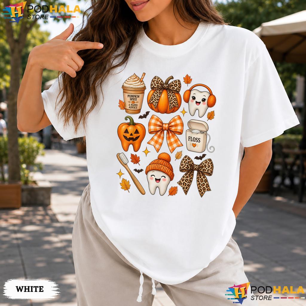 Dentist Tooth Pumpkin Bow Comfort Colors Tee Fall Hygienist Top Dentist Tooth Pumpkin Bow Comfort Colors Tee Fall Hygienist Top