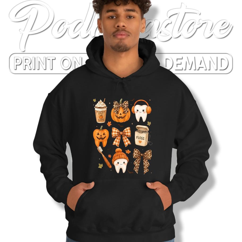 Dentist Tooth Pumpkin Bow Tee Fall Halloween Dental Hygienist Top Dentist Tooth Pumpkin Bow Tee Fall Halloween Dental Hygienist Top