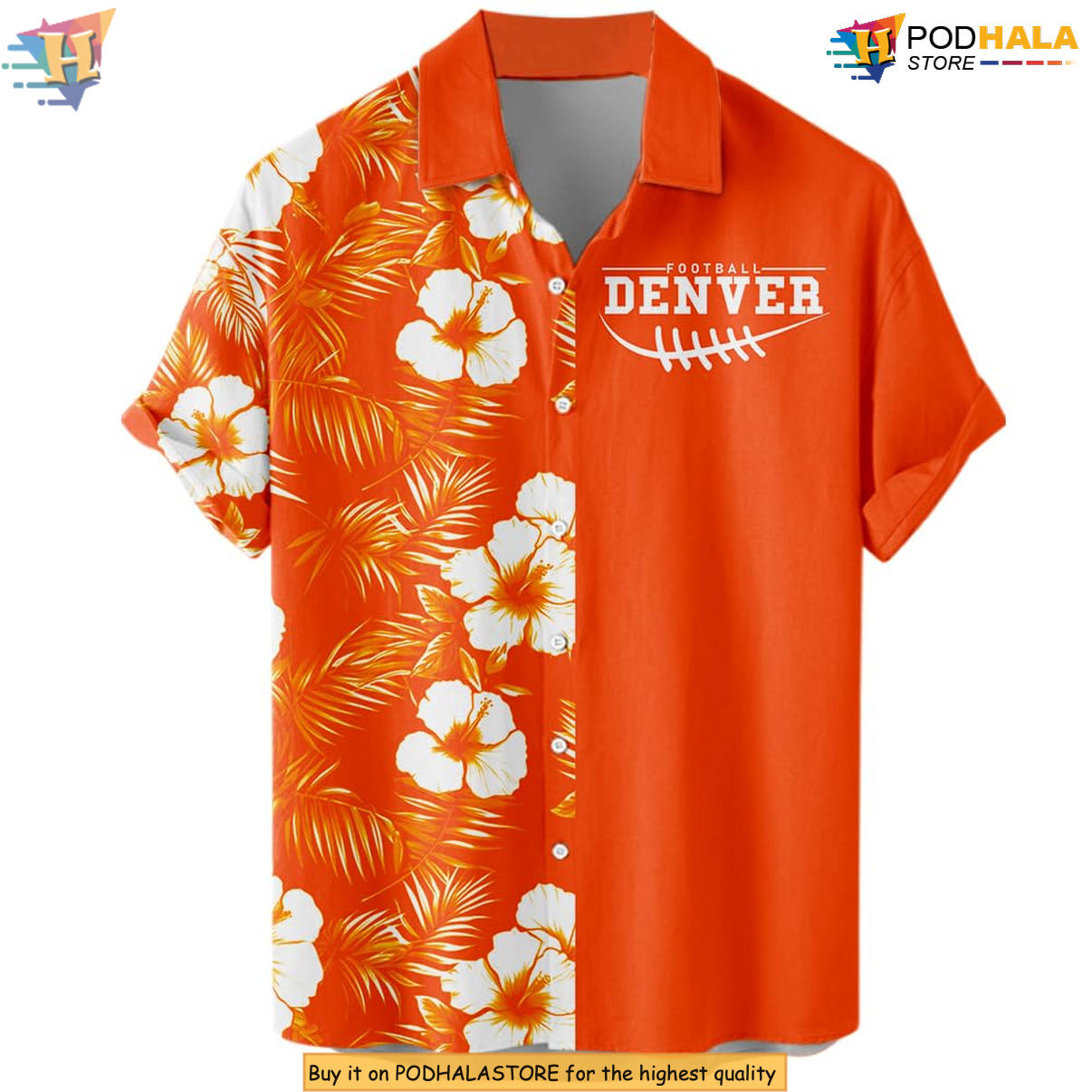 Denver Floral Football Hawaiian Shirt 2026 Custom Name Number Fan Apparel
