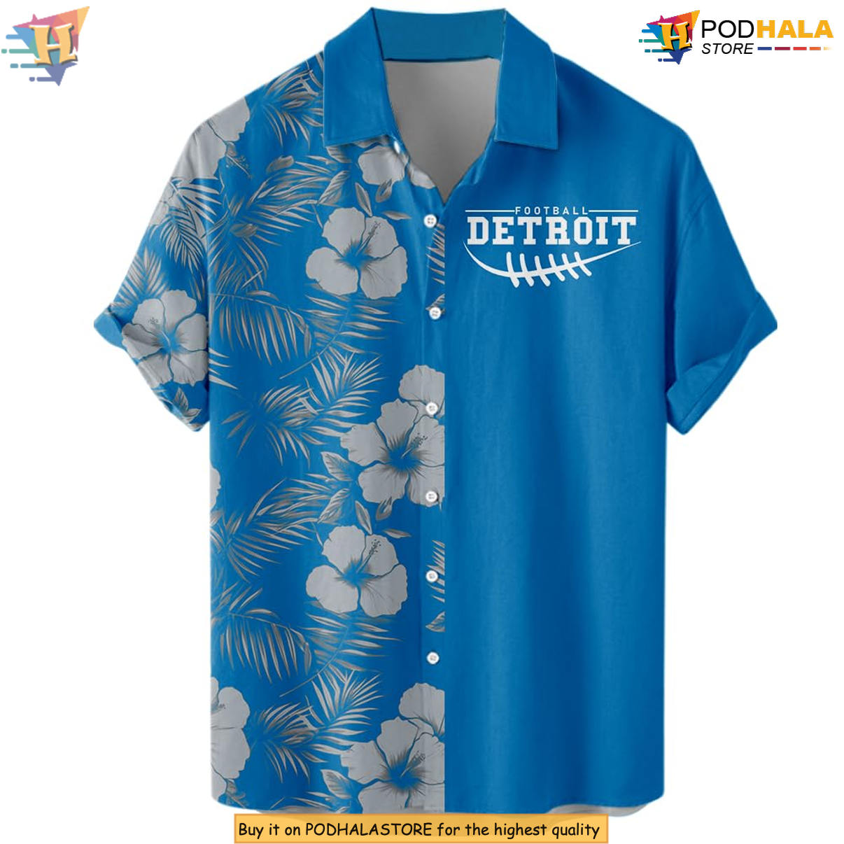 Detroit Floral Football Hawaiian Shirt 2026 Custom Name Number Fan Apparel