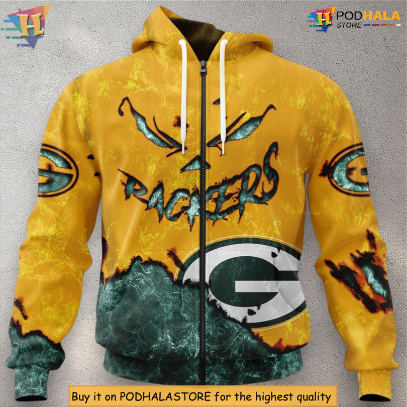 Devil Eyes Theme Green Bay Packers Hoodie 3D Vintage Halloween Design