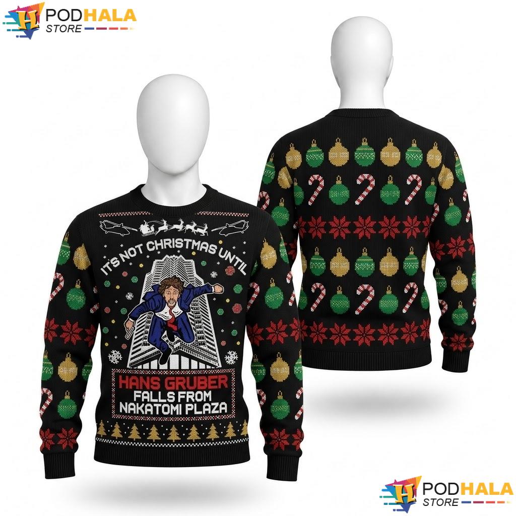 Die Hard Hans Gruber Ugly Christmas Sweater Nakatomi Plaza Xmas Outfit
