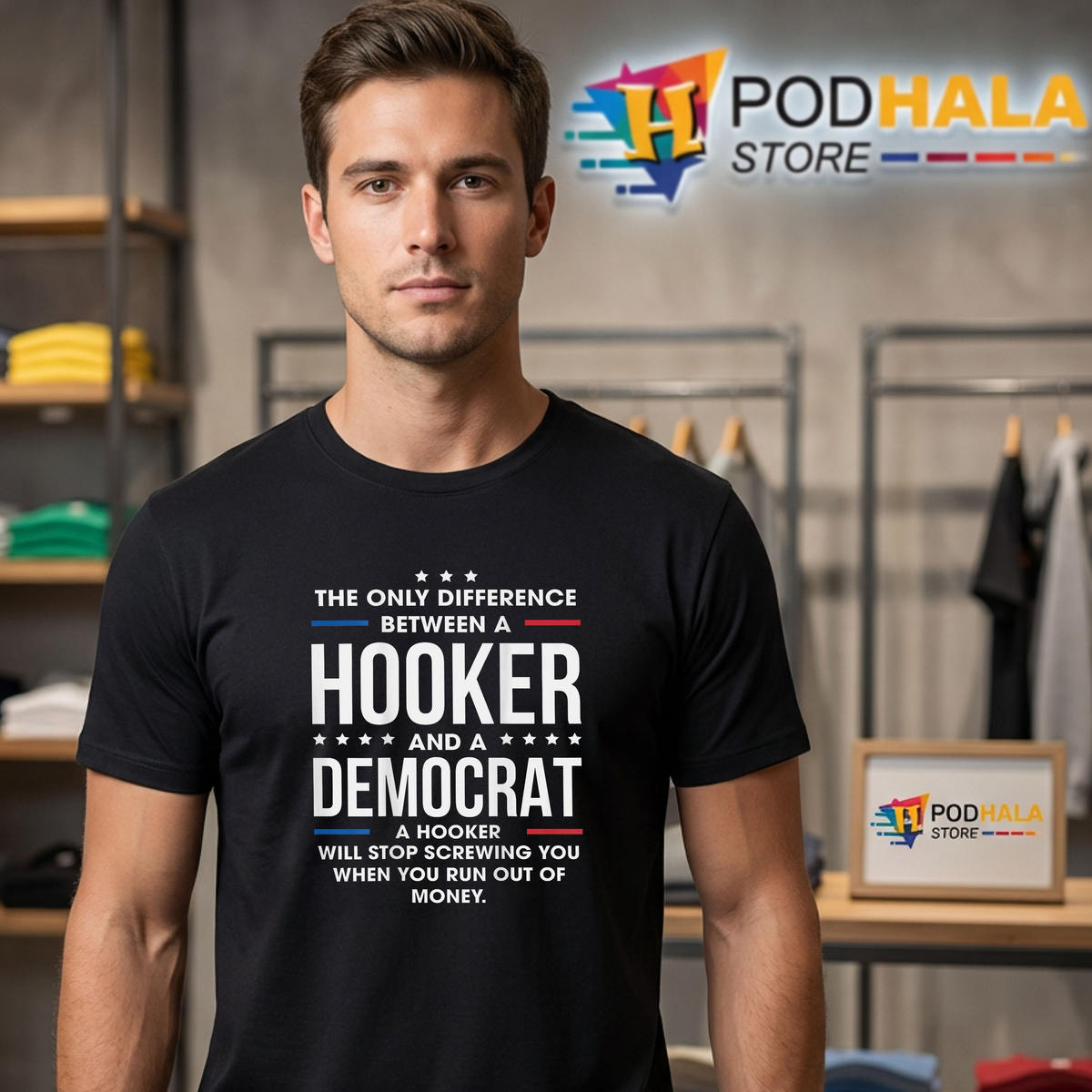 Difference Hooker Democrat Shirt 2026 Funny Political Humor Meme Men Apparel