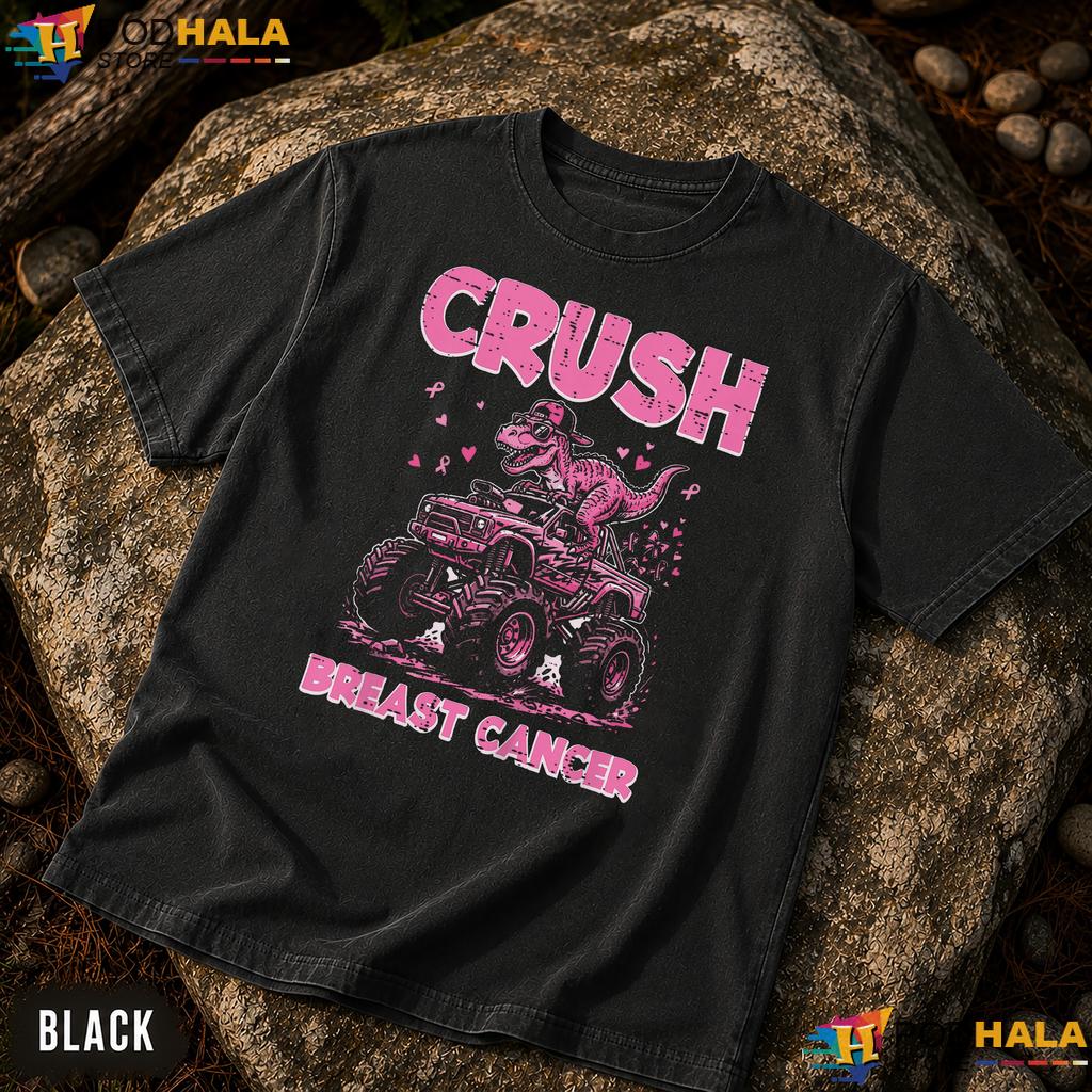 Dino Monster Truck Toddler Comfort Colors Tee Crush Breast Cancer Boy